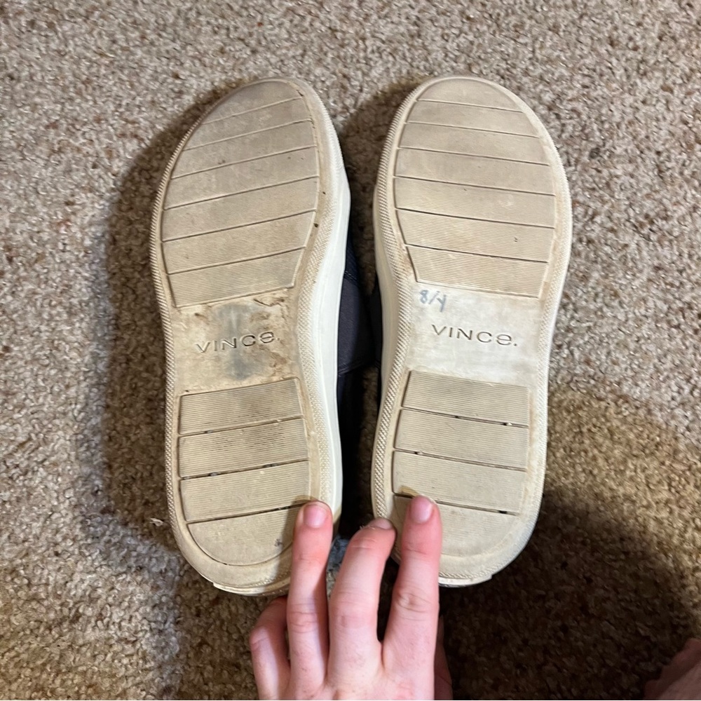 Vince Leather Snakeskin Embossed Slip On Sneakers Suede Navy Blue Size 9M - Picture 5 of 7